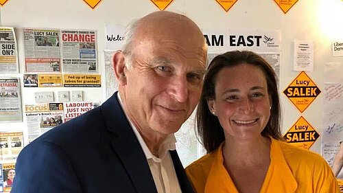 Sarah Ryan with former Lib Dem leader Vince Cable