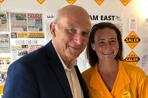 Sarah Ryan with former Lib Dem leader Vince Cable